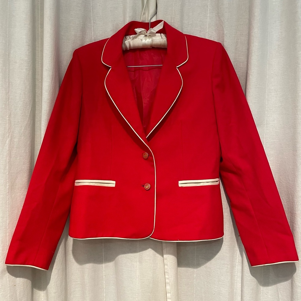 Vintage 1980’s Adolph Schuman For Lilli Ann Red Preppy Blazer